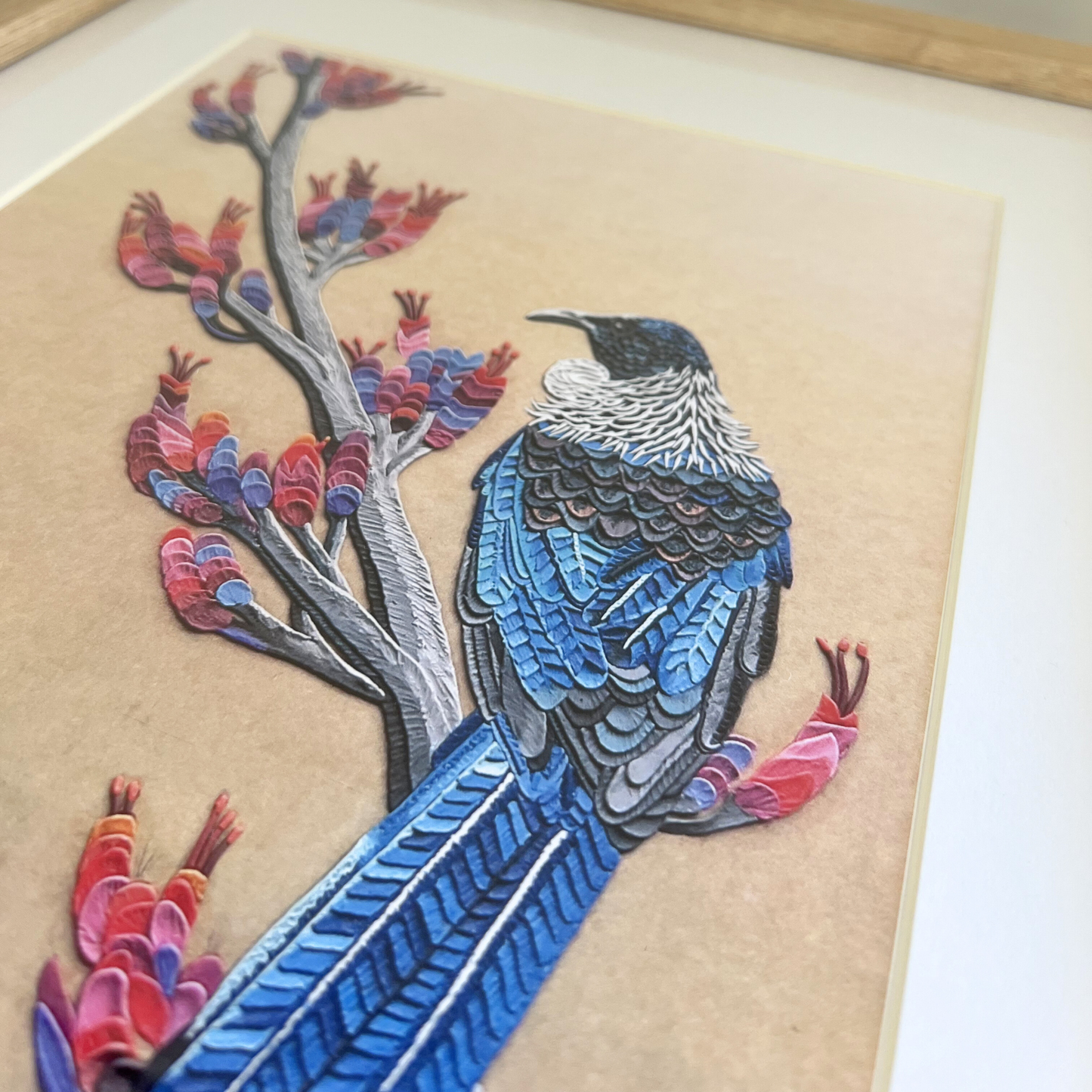 Tui Bird Framed Clay Art Print