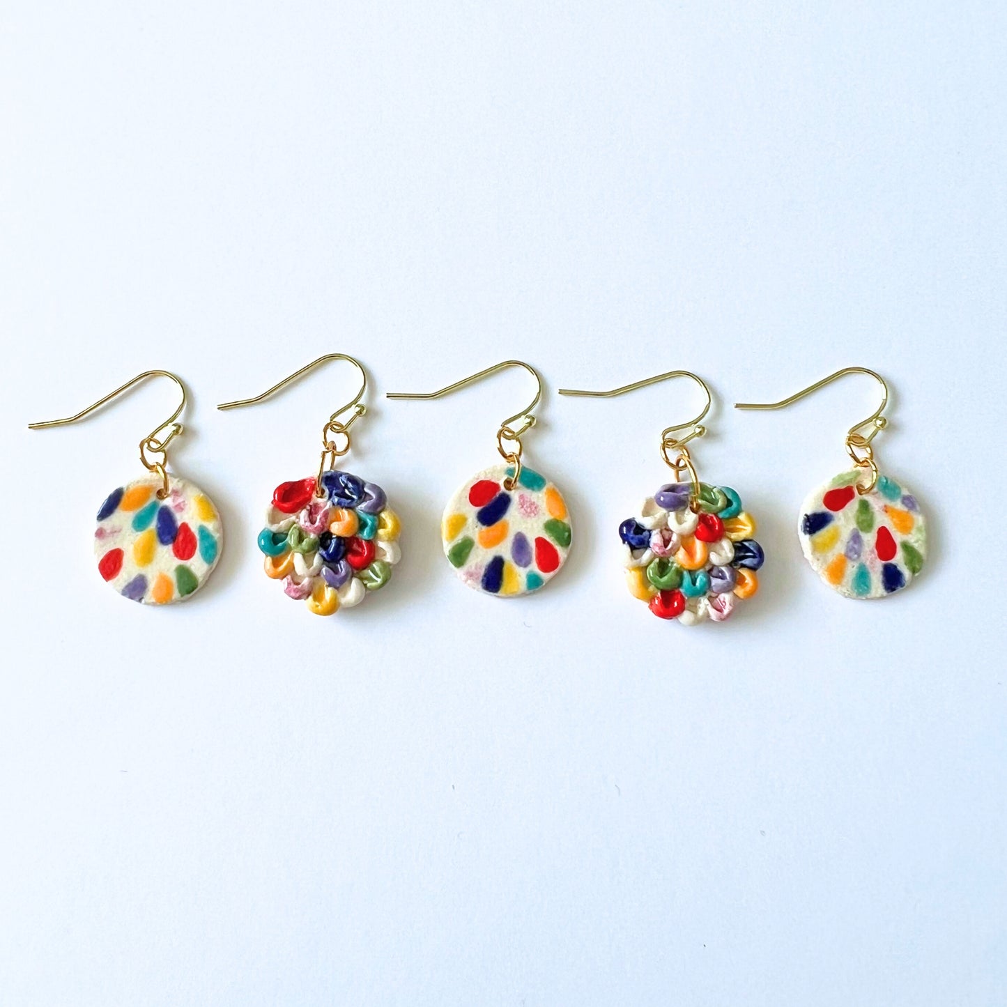 Renewal Small Colourful Feather Earrings // Textured
