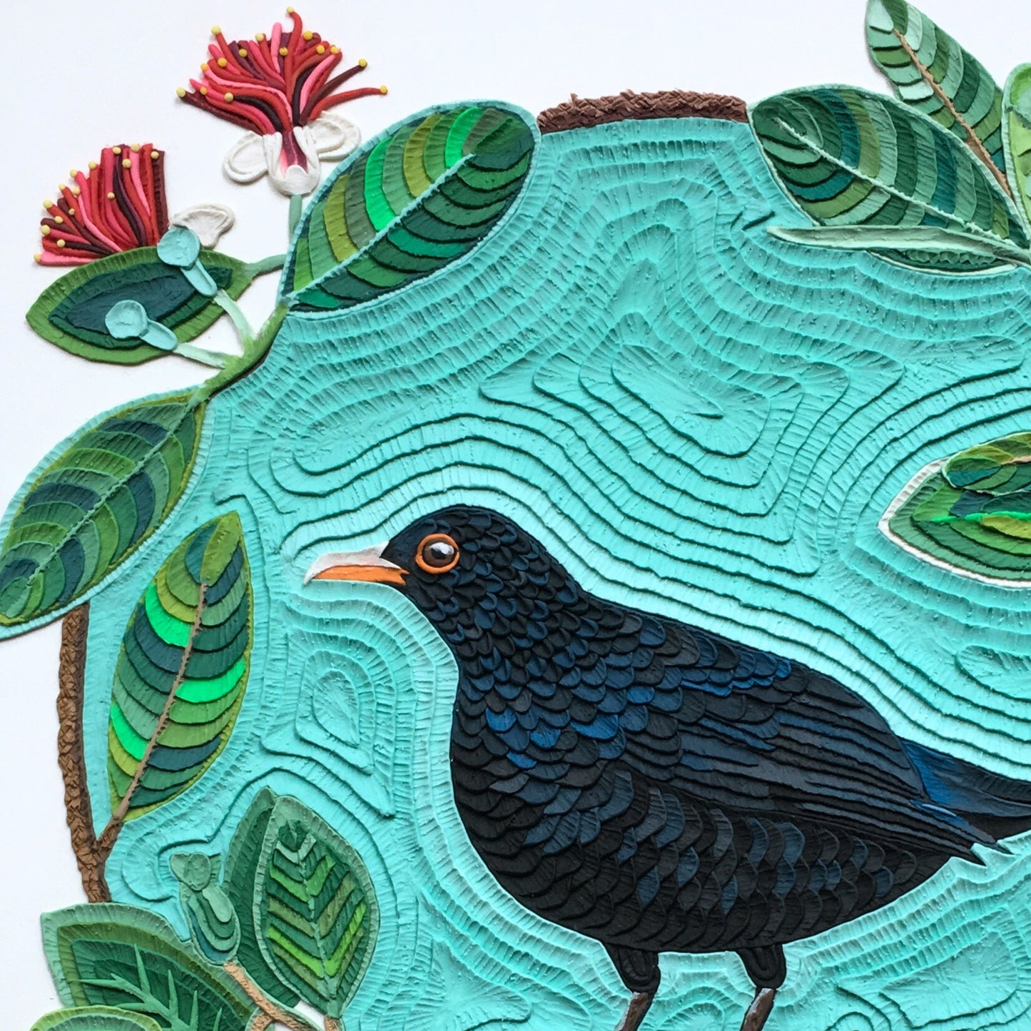 Eurasian Black Bird on a Feijoa Tree A4 Print