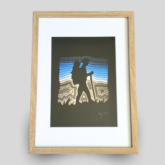 Hiking Framed Clay Art Print
