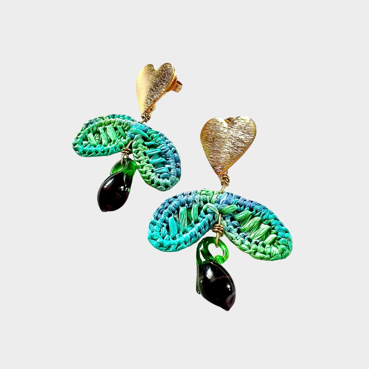 I Love Eggplants Raffia Earrings Earrings