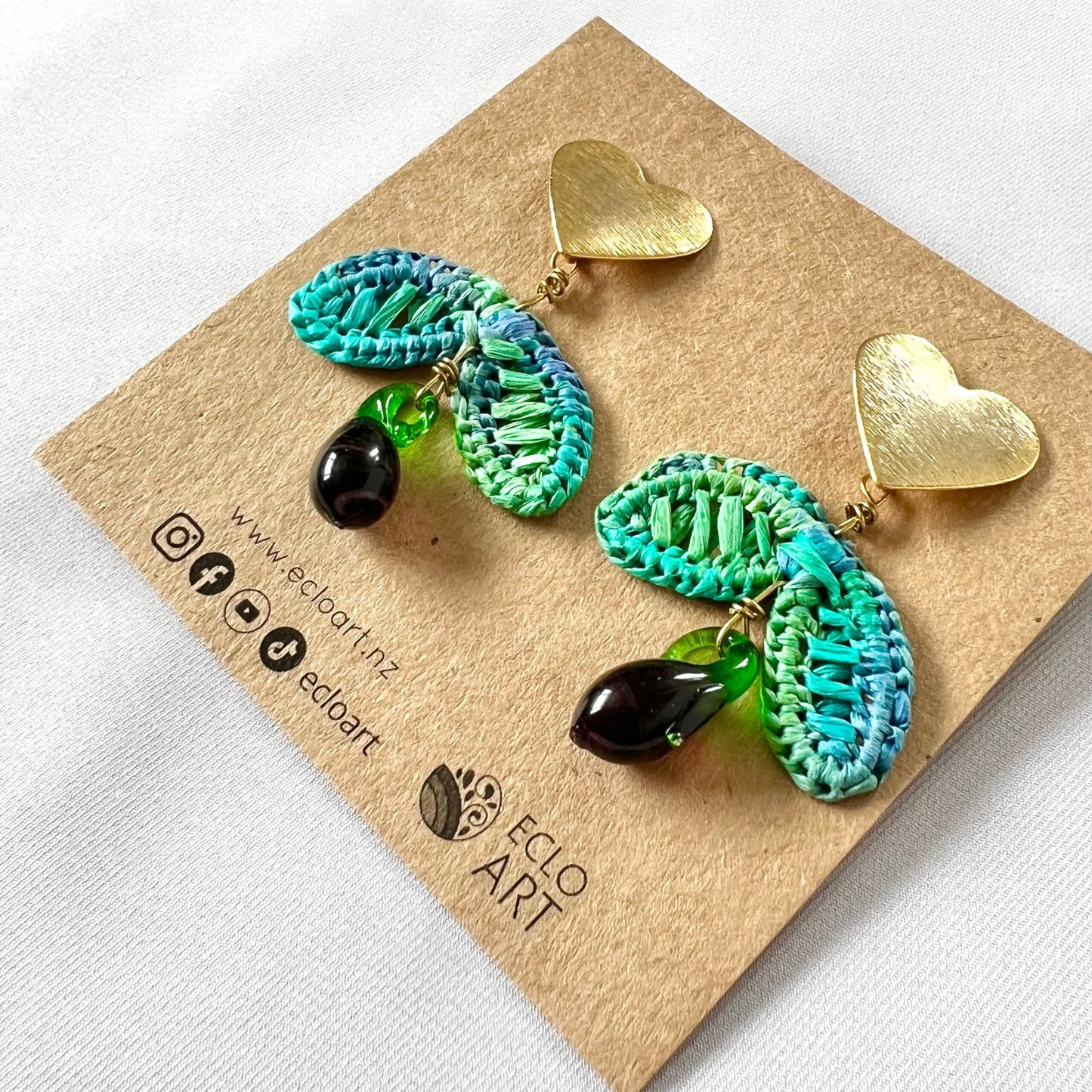 I Love Eggplants Raffia Earrings Earrings