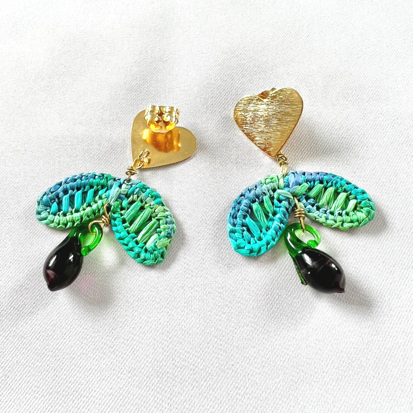 I Love Eggplants Raffia Earrings Earrings