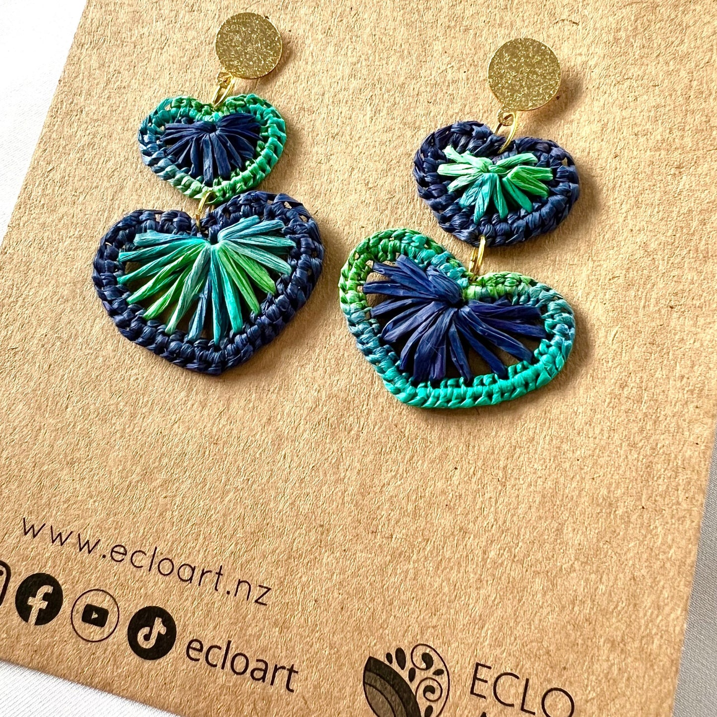 I’m in LOVE (Red & Pink/ Green & Navy) Raffia Earrings