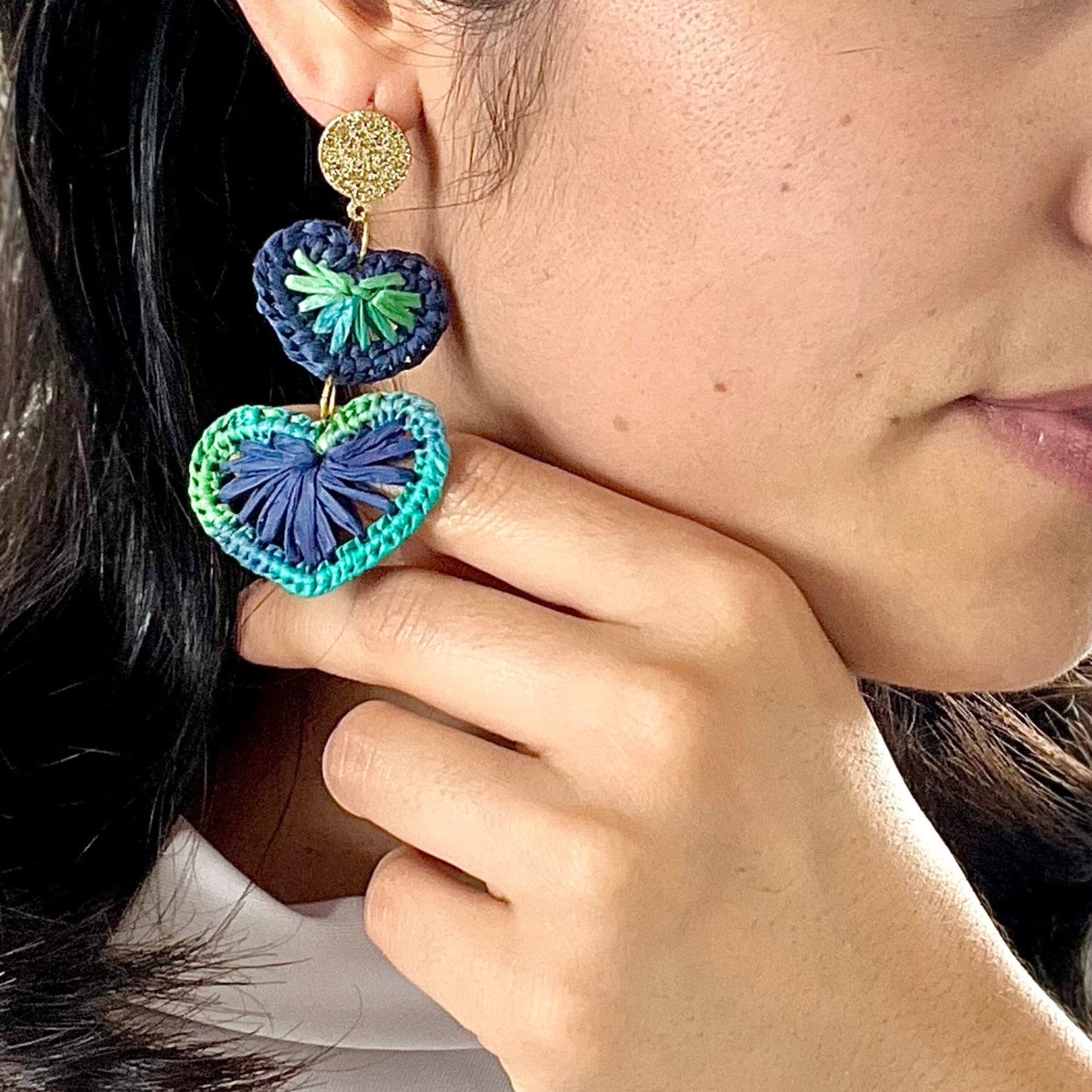 I’m in LOVE (Red & Pink/ Green & Navy) Raffia Earrings