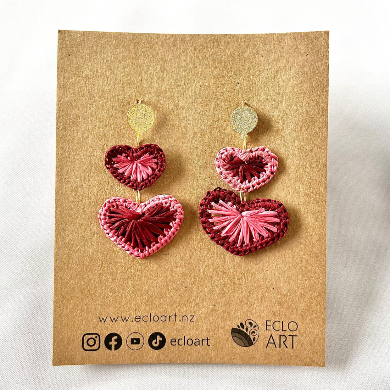 I’m in LOVE (Red & Pink/ Green & Navy) Raffia Earrings