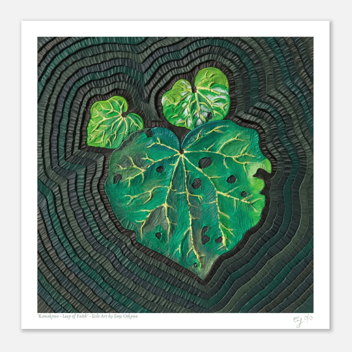 Kawakawa Leap of Faith New Zealand plant Art print by Emy Oikawa. Originally made with plasticine. Eclo Art by Emy Oikawa