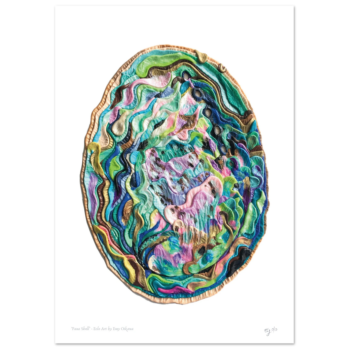 New Zealand Paua Shell or Avalon clay art Print by Emy Oikawa from Eclo Art.