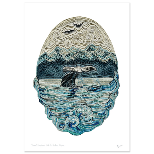 Whale tail showing in the Kaikoura ocean, here in New Zealand. A3 Print of a plasticine work of art by Emy Oikawa from Eclo Art.