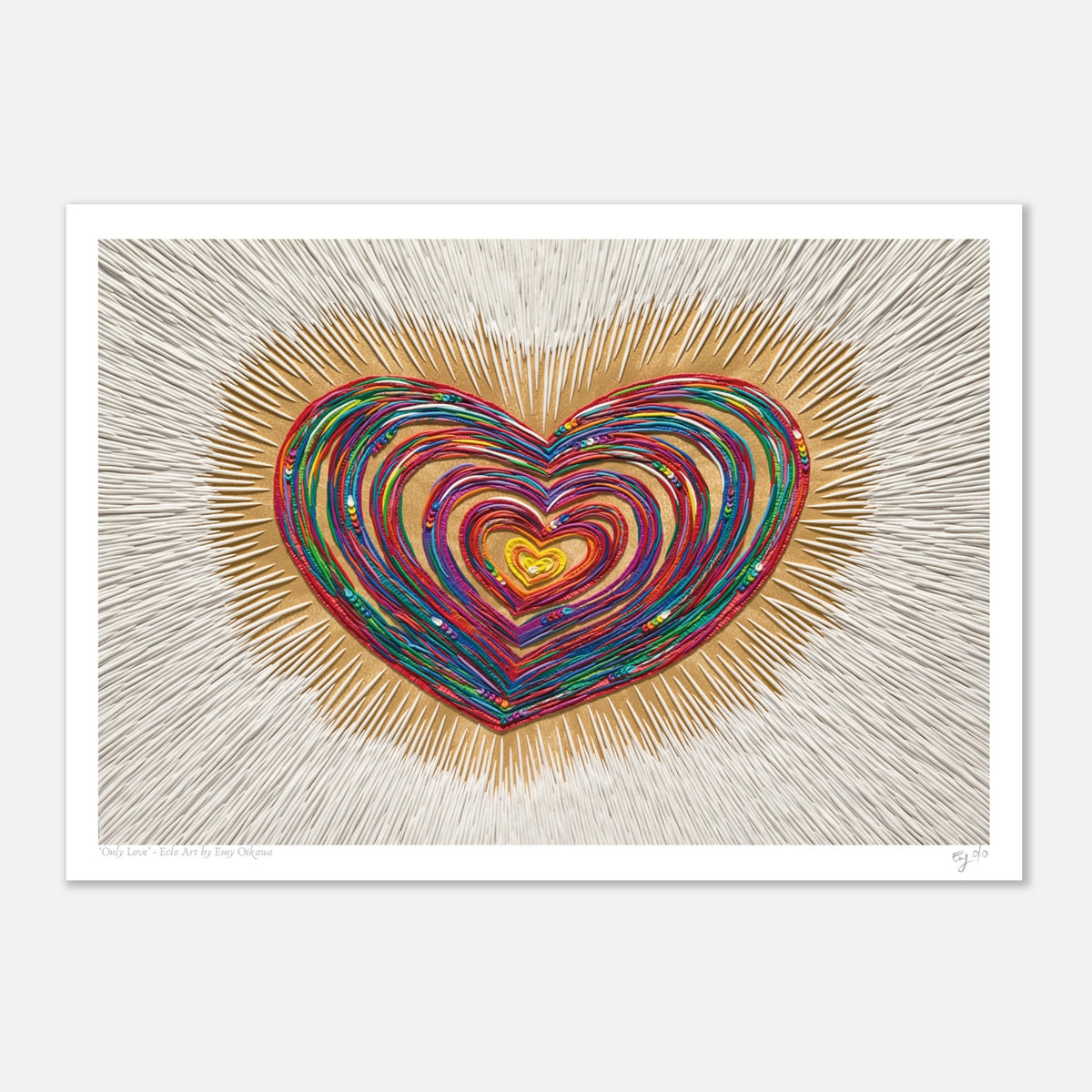 Only Love A3 Plasticine Clay Art Print. Eclo Art by Emy Oikawa, New Zealand Artist.