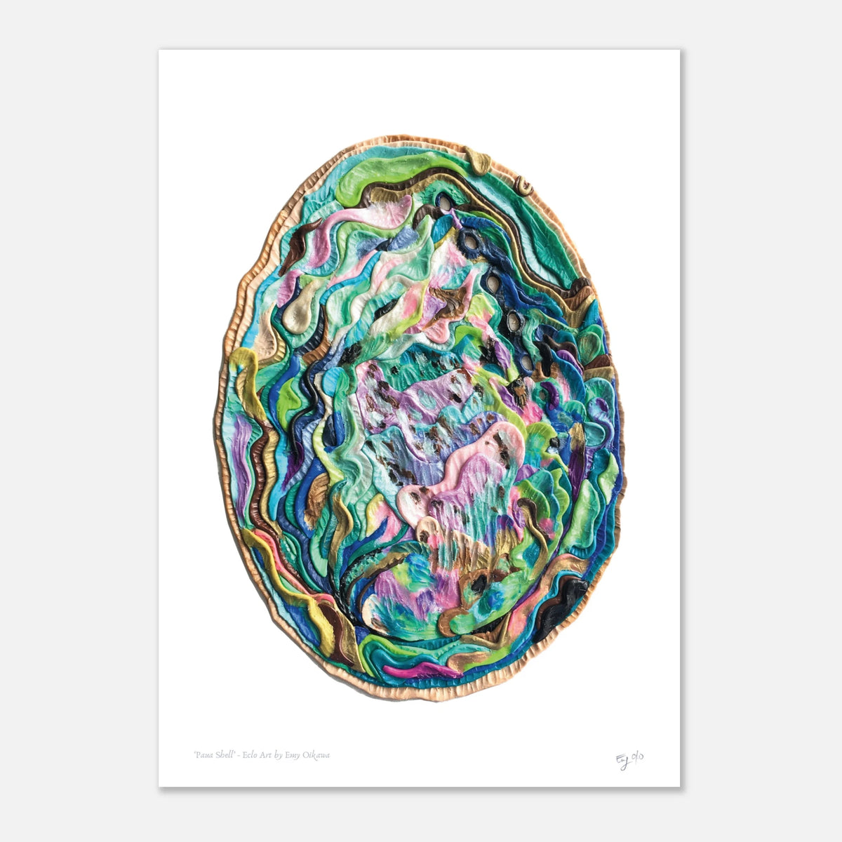 New Zealand Paua Shell or Avalon A3 clay art Print by Emy Oikawa from Eclo Art.
