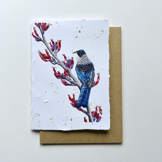 Tūī Bird Plantable and Reusable Greeting Card