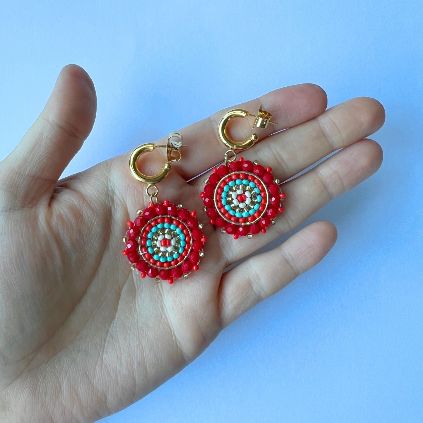 Red and Turquoise Earring