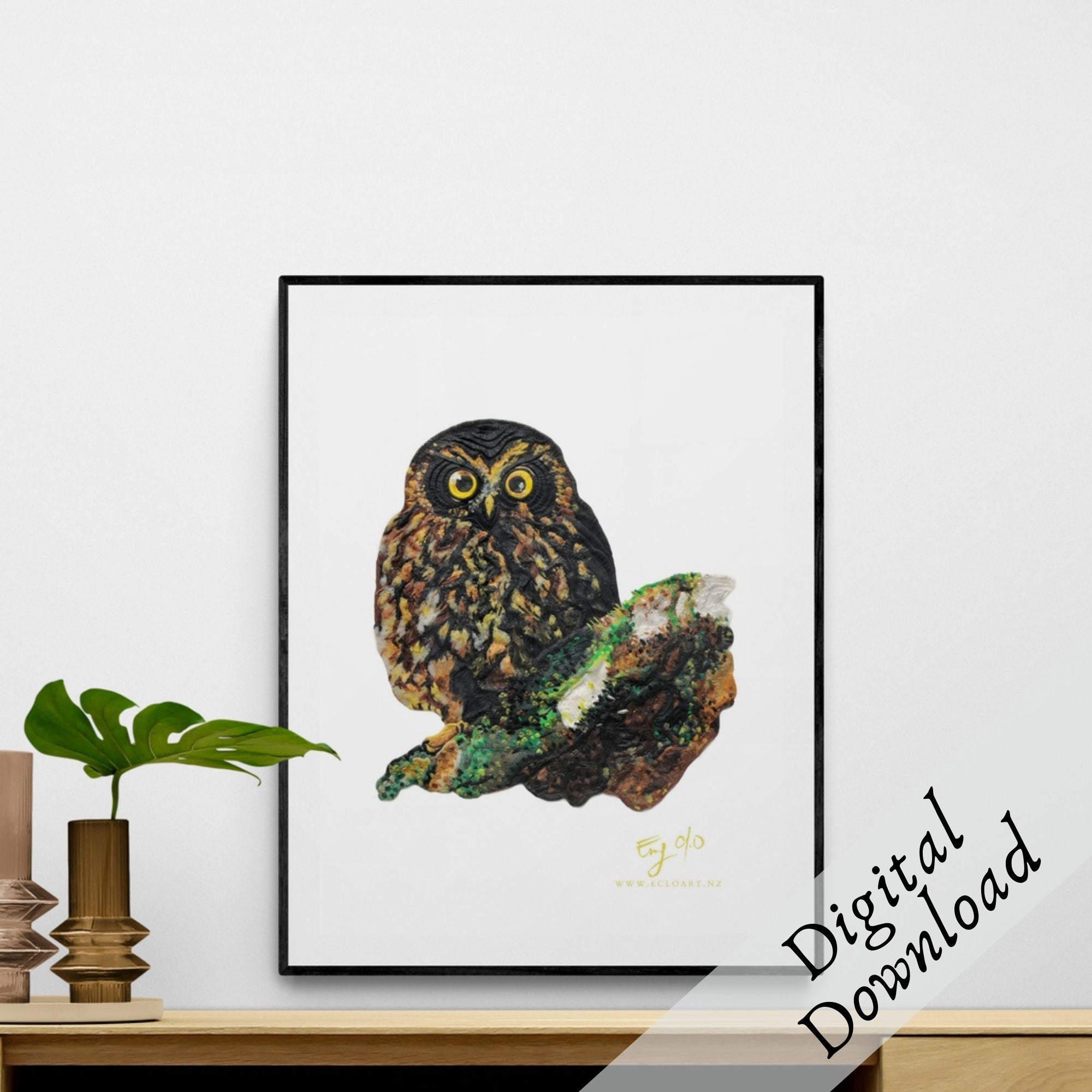Ruru Bird – Downloadable Print – EcloArt