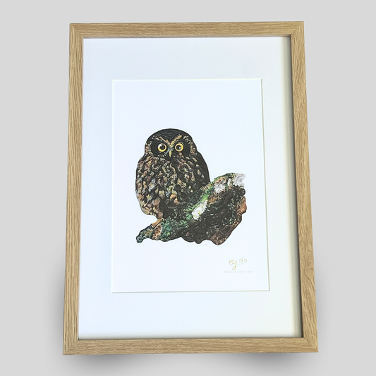 Ruru Bird Framed Clay Art Print