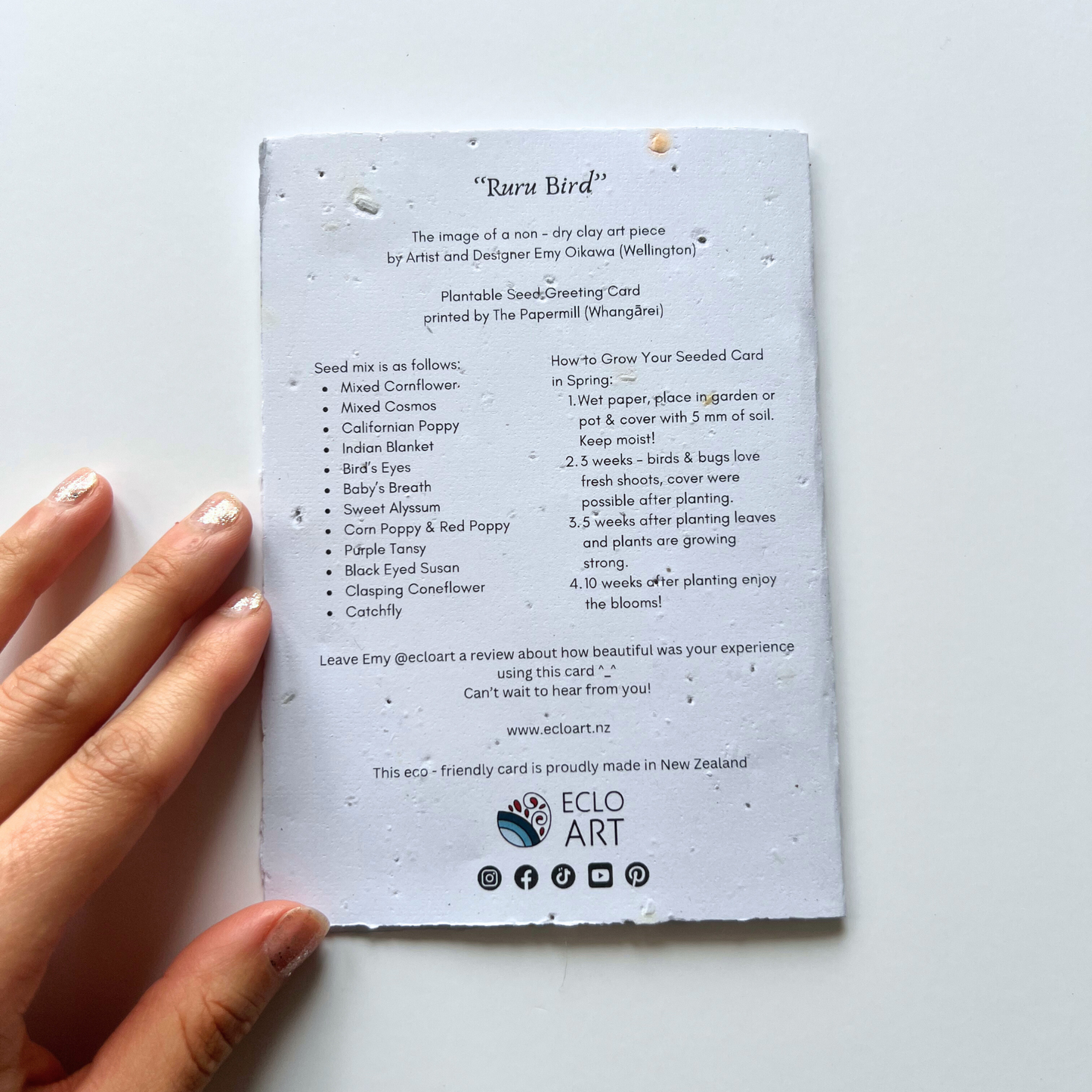 Ruru Bird - Seed of Connection Plantable Greeting Card