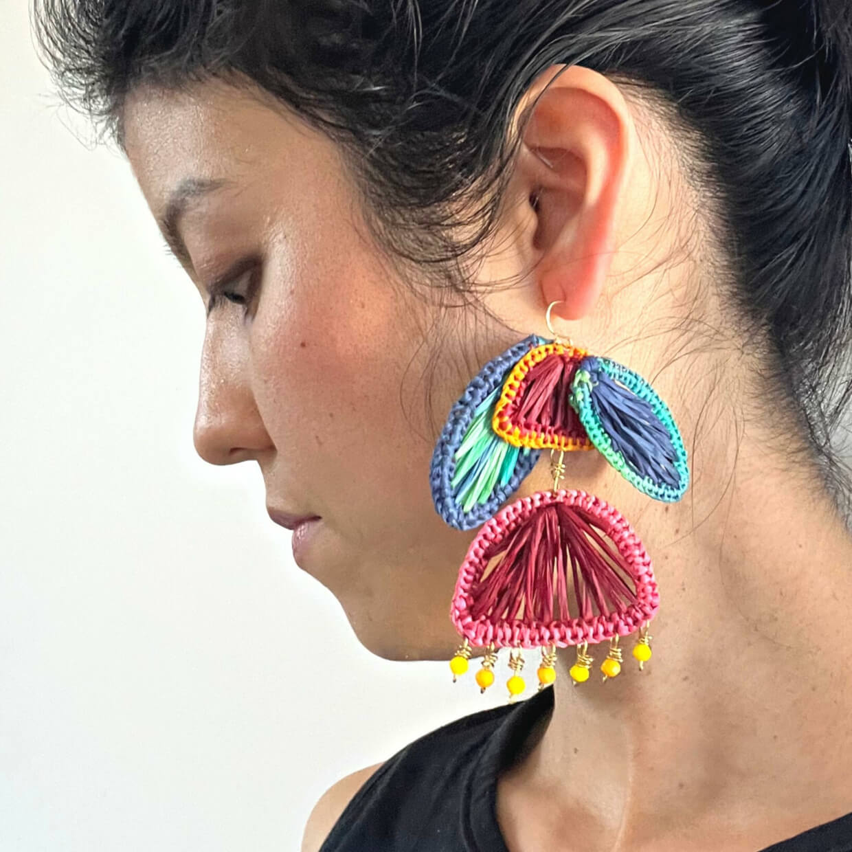 The Pohutukawa Flower Raffia Earrings