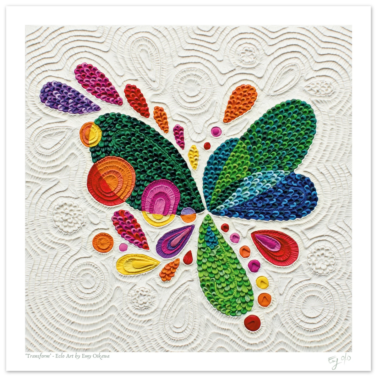 ''Transform'' (abstract of a butterfly) Plasticine Fine Art Print by New Zealand clay artist Emy Oikawa