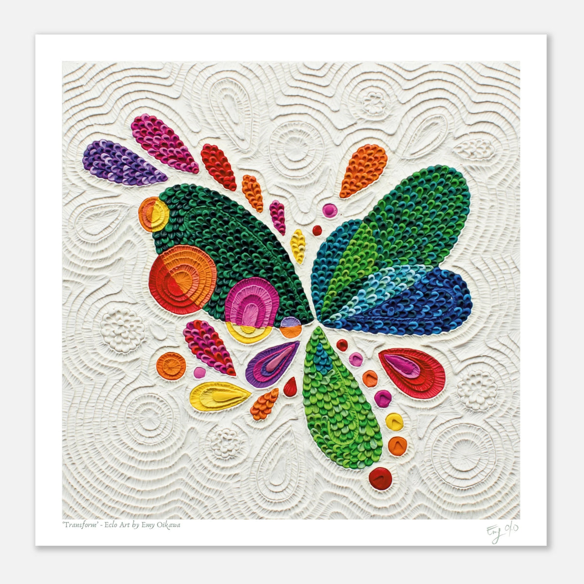 ''Transform'' (abstract of a butterfly) Plasticine Fine Art Print by clay artist Emy Oikawa