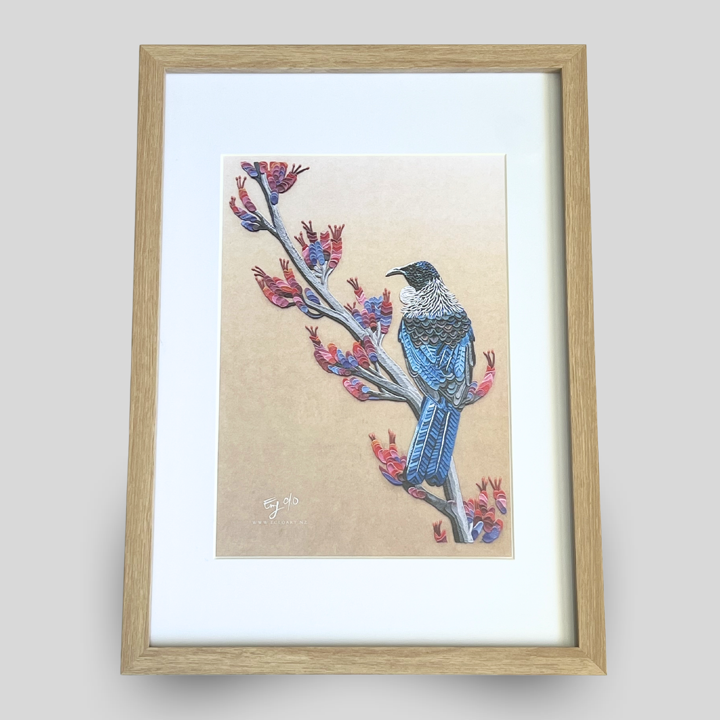 Tui Bird Framed Clay Art Print