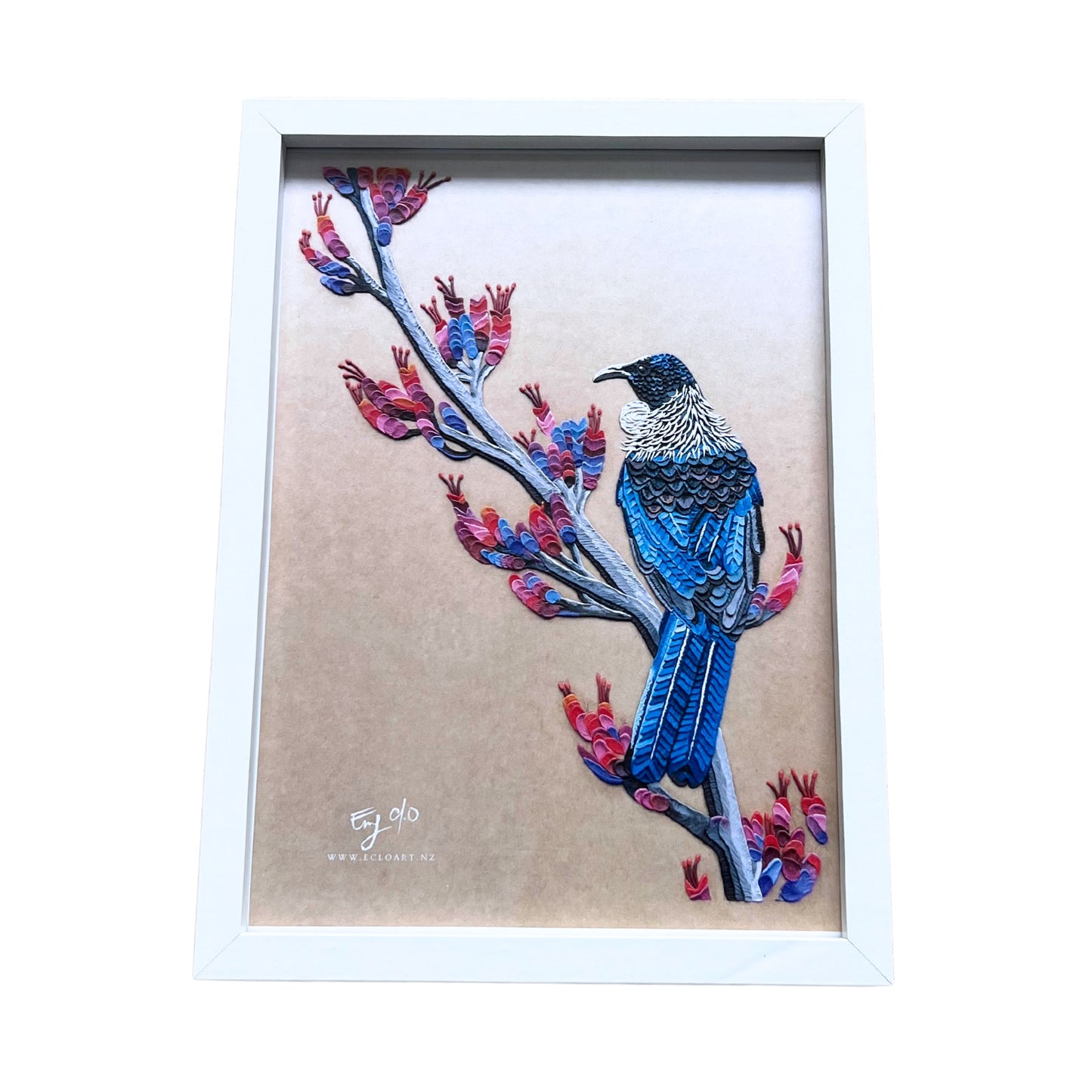 Tui Bird Framed Print (White)