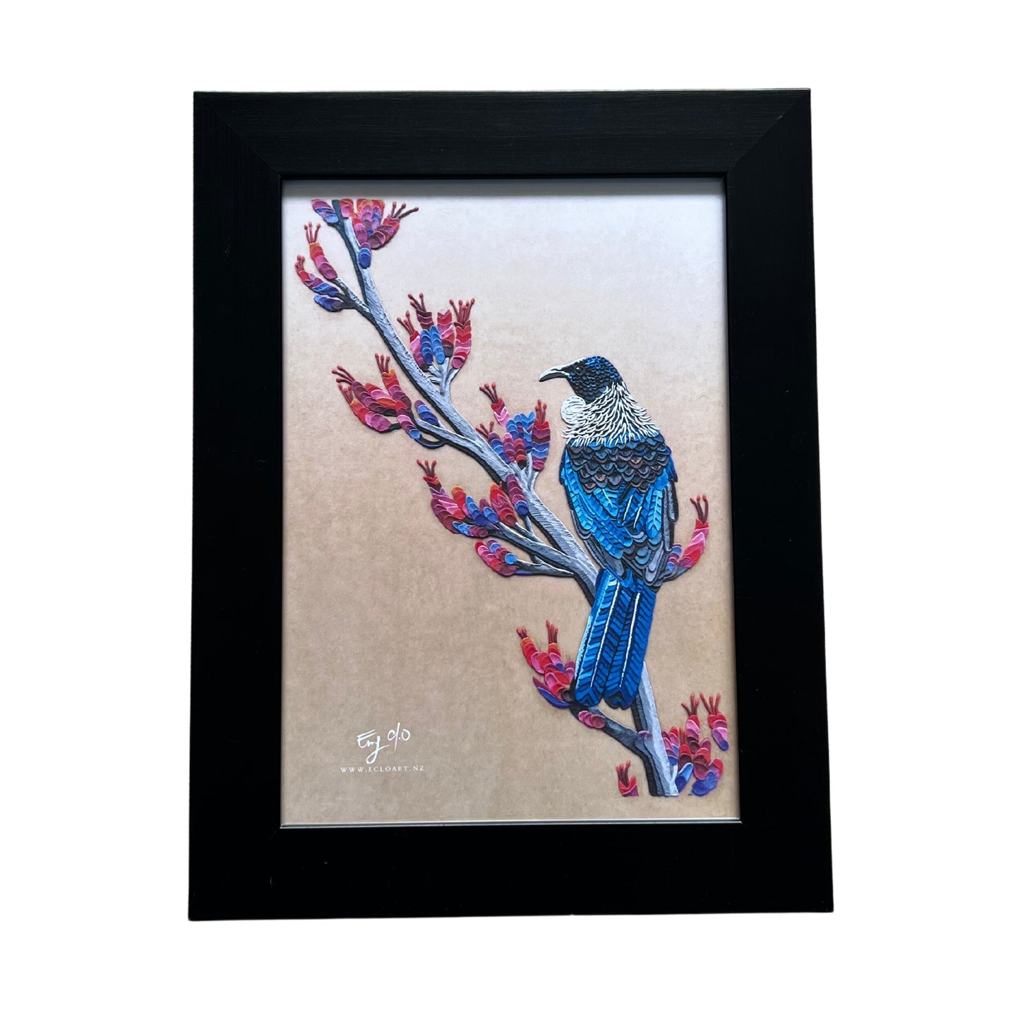 Tui Bird Framed Print (Black)