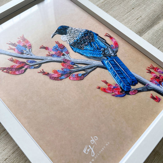 Tui Bird Framed Print (White)