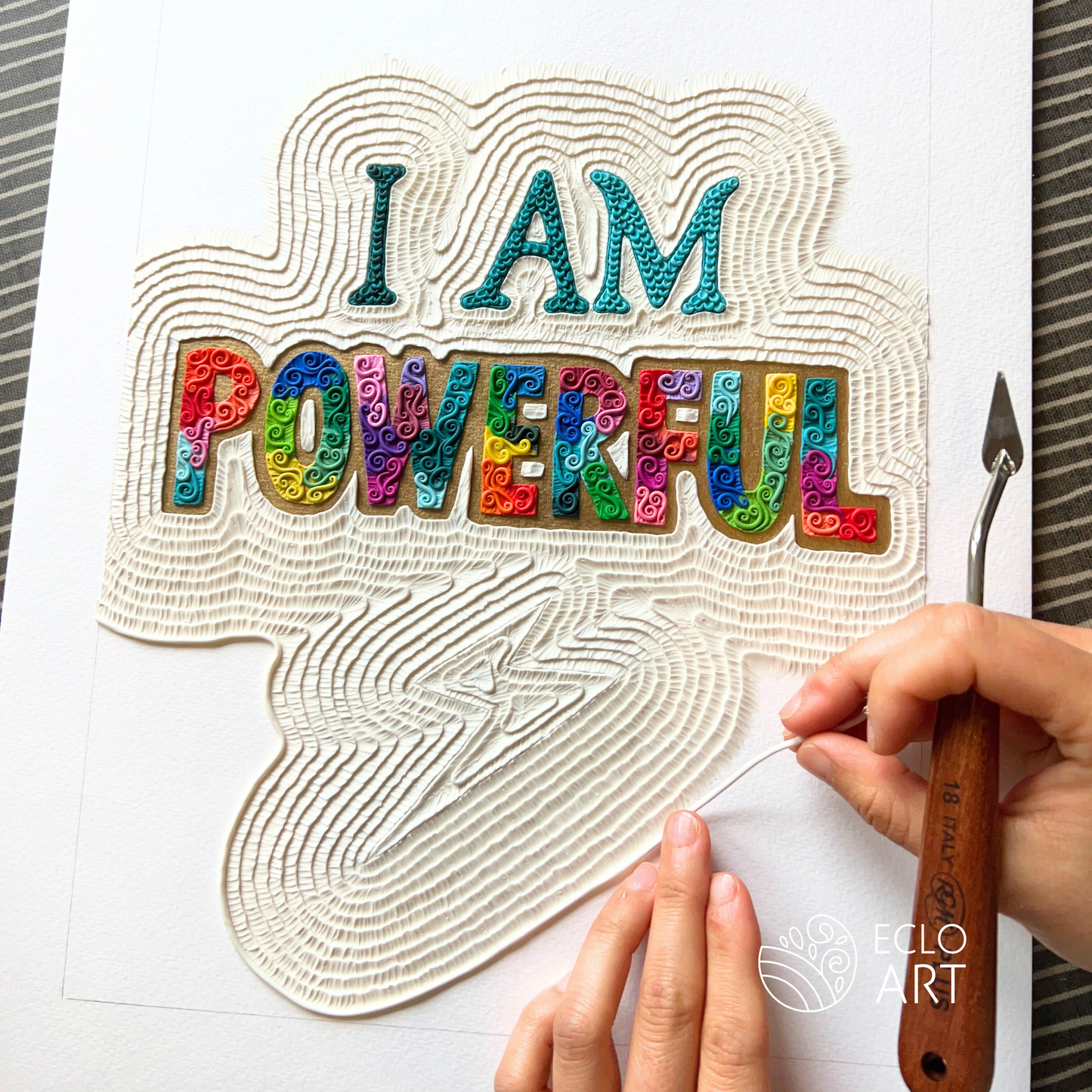 "I AM POWERFUL" Clay Art Piece